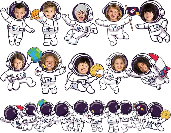 gisgfim 80Pcs Outer Space Cutouts Back to School Decorations Bulletin Board Astronaut Paper Cut-Outs Classroom Decor for Boy DIY Craft Photo Wall Solar System Kindergarten Preschool Party Favor Supply