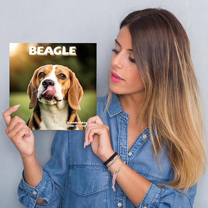 2026 Wall Calendar,Beagle Wall Calendar, 12" x 24" Open,Family Planner Calendar Organizer with Beagle Images, for Dogs Lovers
