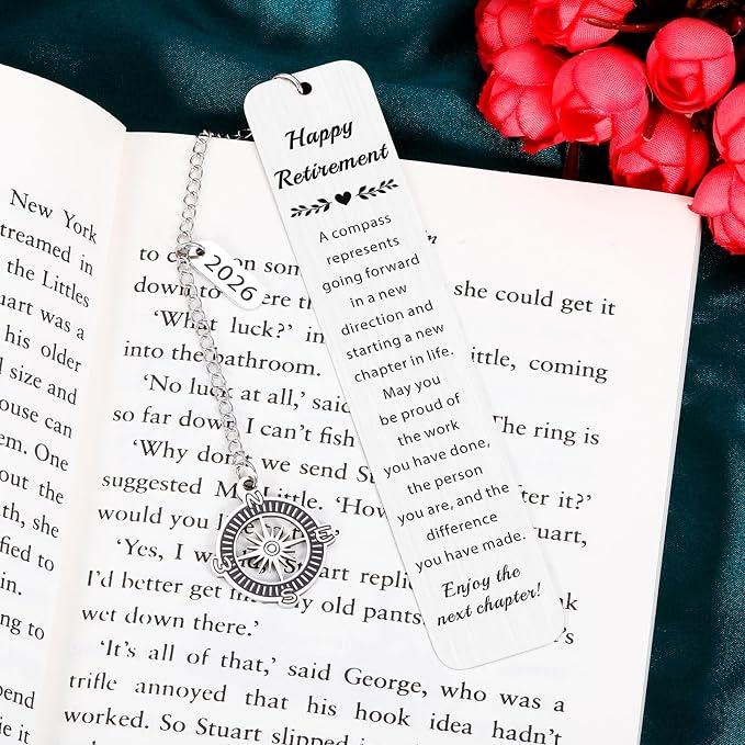 Retirement Gift for Woman Men 2026, Teacher Retirement Gifts for Women Men Happy Retirement Compass Bookmark Gift Ideas, Unique Retired Gifts for Retiring Women Coworker Boss Dad Mom Grandma Grandpa