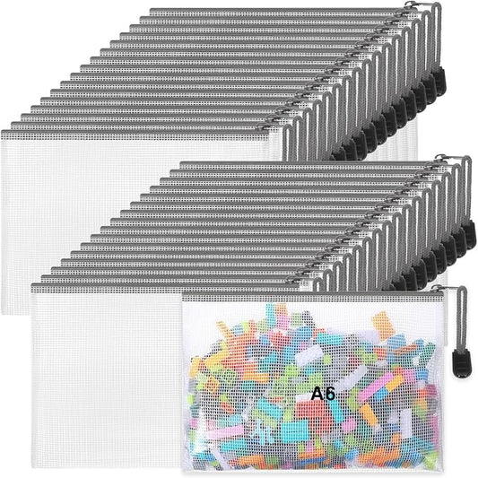 Jetec 32 Pcs Mesh Zipper Bags Toy Storage Bikini Organizer Bag Bolsas Para Guardar Trajes De Bano Waterproof Zipper Reusable Pouch Puzzle Multipurpose for Storage Office(Grey,7.5 x 5 Inch)