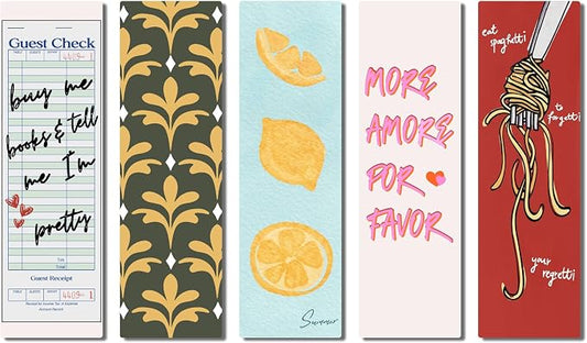 10 Pcs Cute Bookmarks for Women, Double Sided Book Marks for Reading Women, Funny Paper Book Markers Set, Pretty Gifts for Book Lovers, Club, Adults, Girls (Yellow)