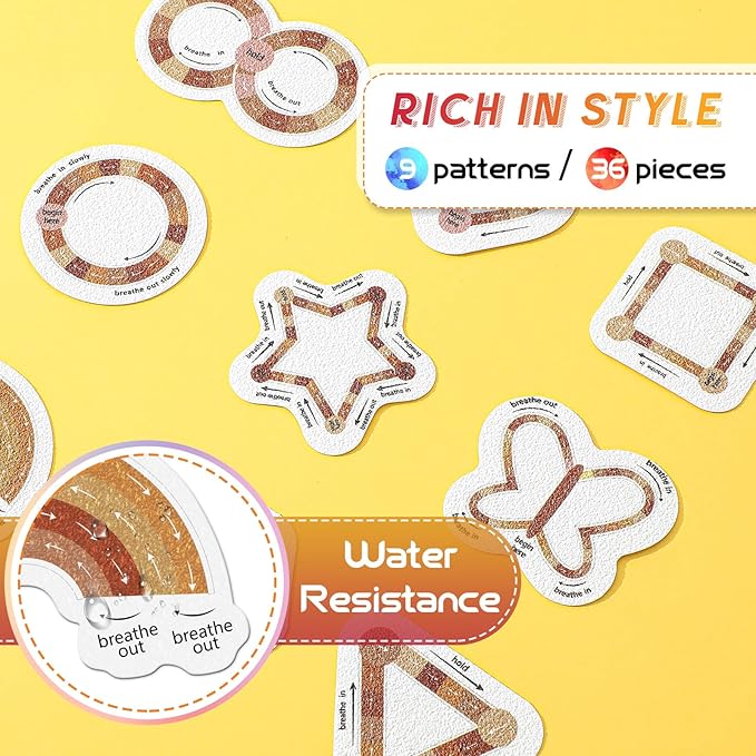Gersoniel 36 Pcs Anxiety Sensory Stickers Strips Adhesive Textured Mental Health Calm Stickers Mindfulness Fidget Decals Stress Anxiety Relief Items for Therapy Office Desk(Boho Breathe Style)
