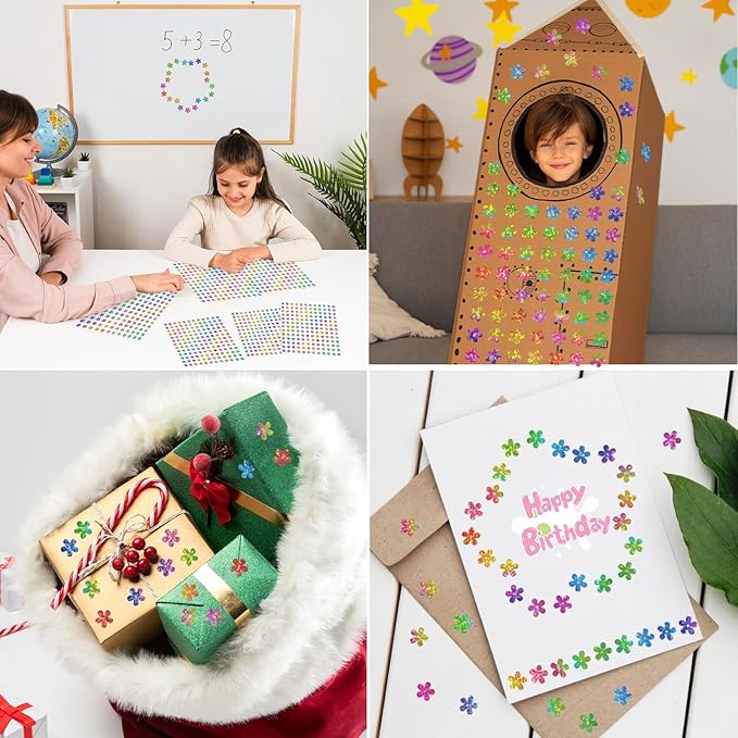 2808pcs Flowers Stickers for Kids Reward,0.6"Rainbow Flowers Stickers,for School,Classroom,Student,and Teacher Supplies,Behavior Reward Charts