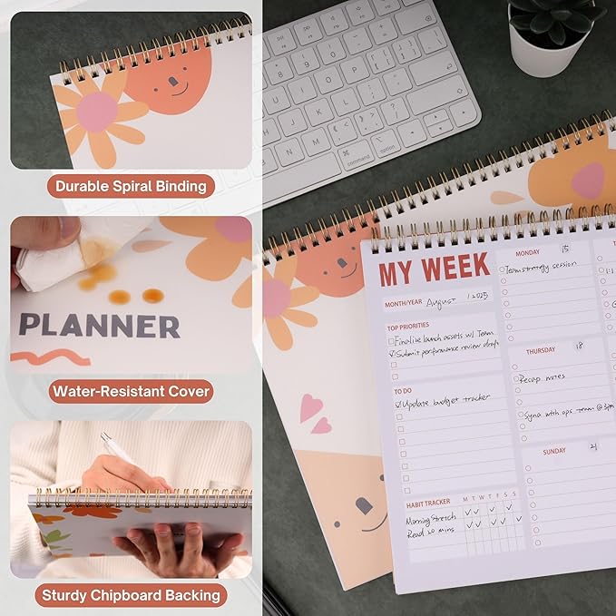 Weekly Planner Notepad 8.5x11 Inches – 52 Weeks Undated Dashboard Desk Pad for To-Do List, Schedule & Notes – Productivity Planner for Work, School, Home & Busy Professionals (Colorful Smiles)
