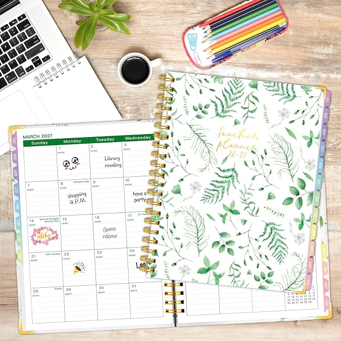Teacher Planner 2026-2027, 8.5"x11" Large Academic School Year Planner from July 2026 to June 2027, Weekly & Monthly Lesson Planning Book with Pocket & Stickers for School Teachers Supplies