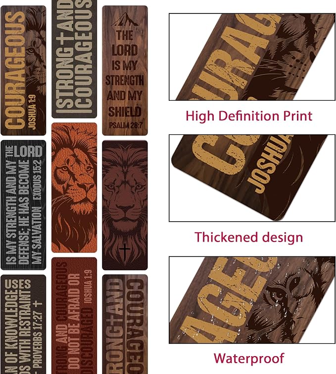 Christian Bookmarks for Men Bulk, 100 Pcs Bible Verse Lion Scripture Book Marks for Reading, Religious Paper Page Markers for Bible Study Church, Man of God Christian Gifts for Fathers Day Graduation