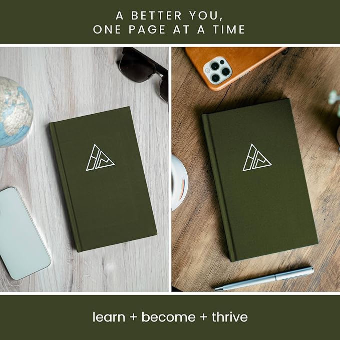 Realizations Self-Mastery Journal for Men - Gratitude Journal – 5 Minute Journals - Reflection Manifestation Journal for Mindfulness – Goal/Guided Gratitude Journel for Women & Men (Olive)