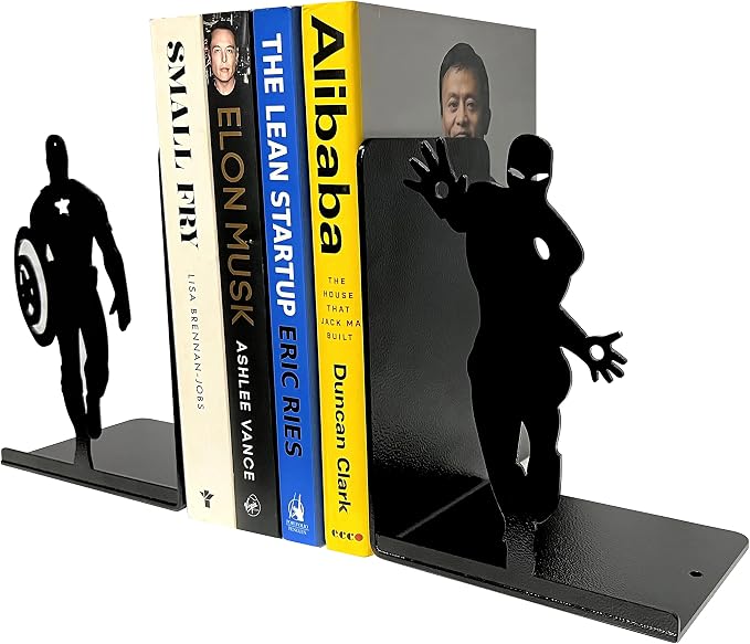 Superhero Bookends | Decorative Bookends for Shelves | Non-Skid Book Holders for Shelves, Table | Unique Home/Office Decor | Heavy Bookends| Metal Book Ends| 7x5.5x4 Inches Each