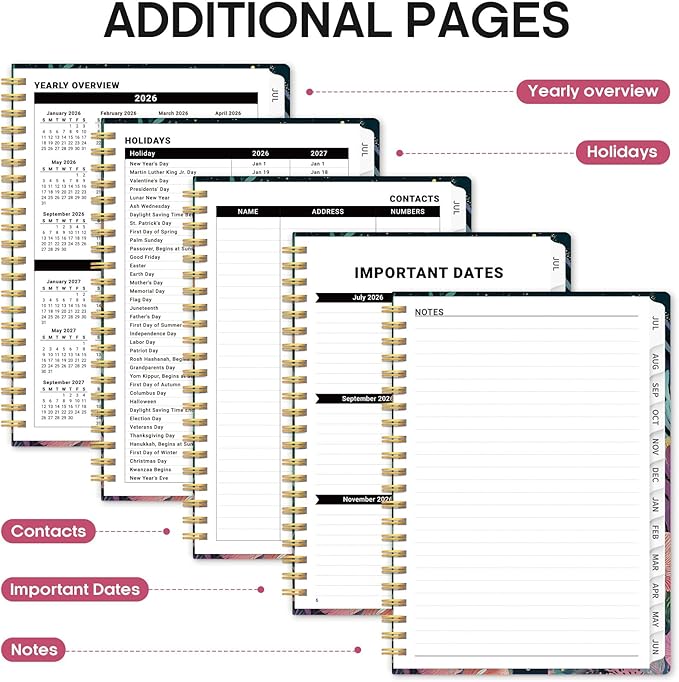 Planner 2026-2027, Academic Year Monthly and Weekly Calendar Planner, Jul 2026 - Jun 2027, Hardcover Teacher Student Planning Agenda book with Tabs, Perfect for School Office Supplies, 8.5" x 11" - Jellyfish