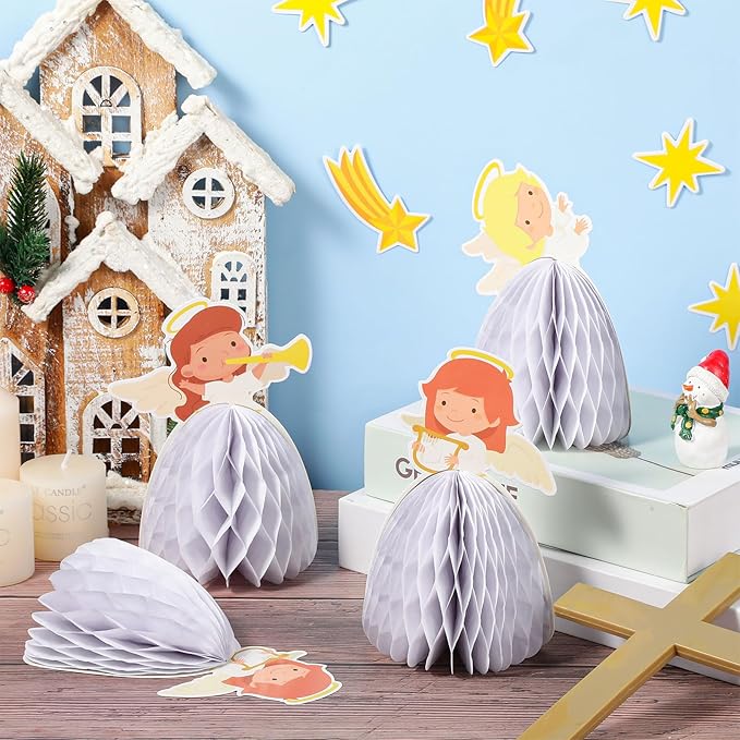 Zhanmai Christmas 3D Bulletin Board Set Paper Cutouts with String Lights Holiday Wall Bulletin Board Decorations for Home Office Holiday Party Supplies(Nativity)