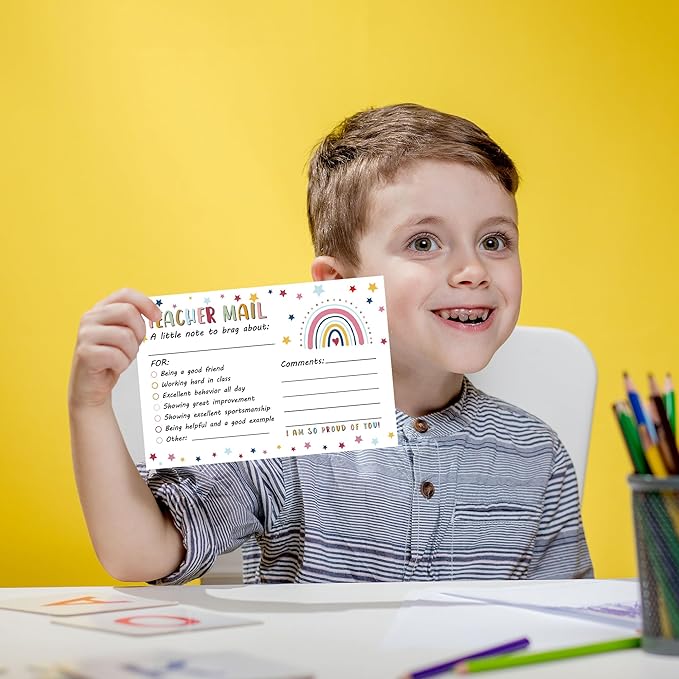 52PCS Teacher Mail Notes to Parents, Happy Notes Mail Postcards, Motivational Good Behavior Incentive Cards,Positive Cards for Preschool Kindergarten Elementary School, Teacher Classroom Supplies