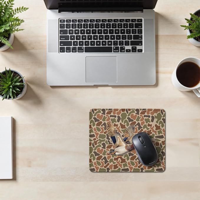 Mallard Duck Camo Mouse Pad, Duck Hunting Hunter Gifts, Camo Wildlife Waterfowl Animal Mouse Pad for Home Office Computer Gaming Desk Essentials, 9.5x7.9 Inch
