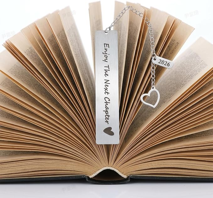 Tyqour Fun Bookmarks, 2026 Metal Book Marker, Personalized Book Marks for Reading, Cute Bookmark for Kids, Inspirational Graduation Gifts for Reading Lovers Coworker, Book Accessories