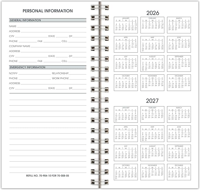 AT-A-GLANCE 2026 Weekly Appointment Book Planner Refill for 70-008, 3-1/4" x 6-1/4", Pocket Size (709041026)