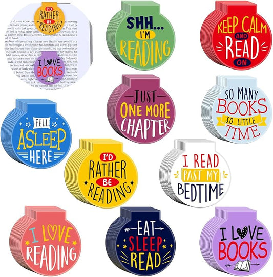 AmazingSpark 50 Pcs Magnetic Reading Bookmarks Bulk Magnet Reading Awards for Book Lover Motivational Book Marker Clips for Students Teacher Office Classroom Incentives