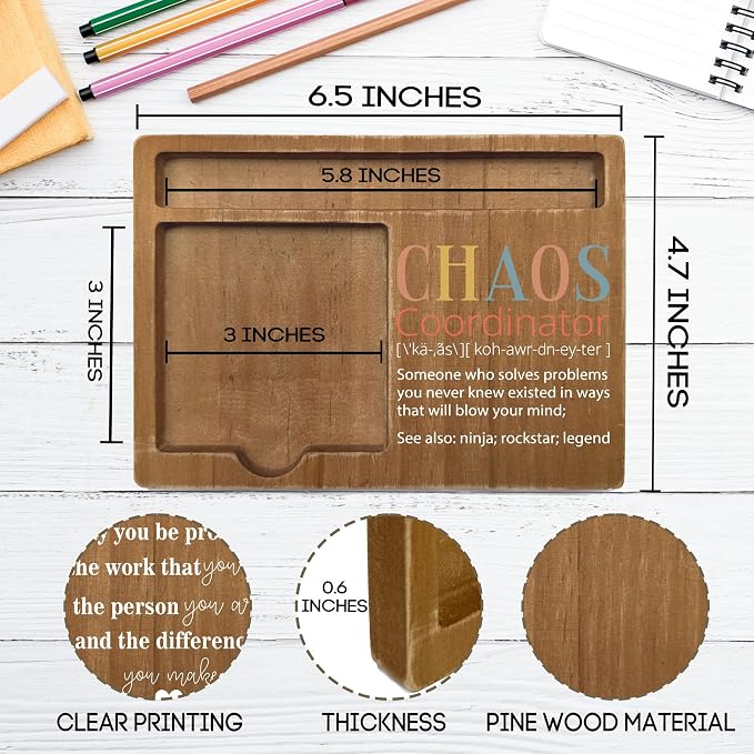 Chaos Coordinator Appreciation Gifts, 4x6 Inch Sticky Pen-holder for Office Home, Inspirational Quotes Office Desk Decor, Thank You Teachers Day Gifts for Family Friends-A19