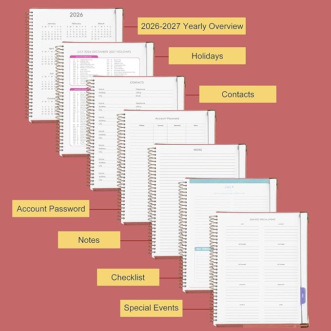 Yoment Planner 2026-2027 Weekly and Monthly 8.5"x11" Large Hardcover Planner from Jul 2026 - Dec 2027 18 Months Calendar Planners for Women Men Yearly Agenda Daily Weekly Planning with Tabs, Red
