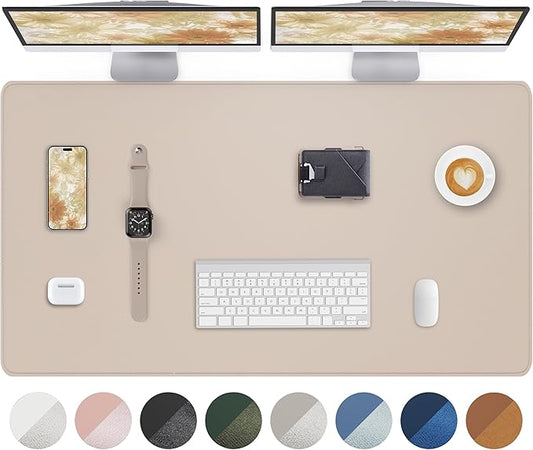 AFIING Extra Large Desk Mat - 48"x 24" Non-Slip PU Leather Desk Pad for Office and Home - Ideal for Large Mouse Pad and Desk Mats on Top of Desks (Beige)