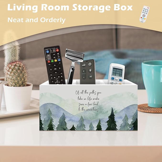 Inspirational Mountain Forest Pen Holder Organizer, Motivational Desk Decor, of All the Paths You Take in Life Wooden Pen Pencil Holders for Home Office Desk Accessories