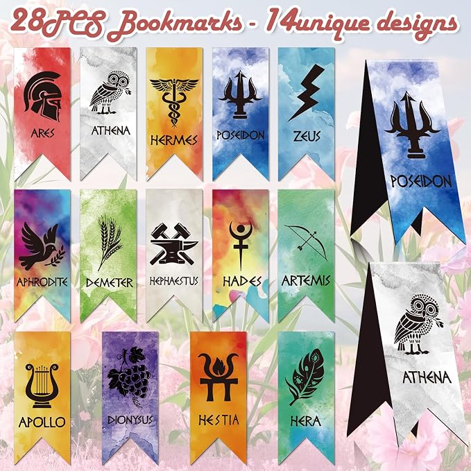Wxiben Greek Mythology Magnetic Bookmark - 28 Pcs Olympians Gods Bookmarks for Book Lover Ancient Greek Book Marks Page Magnets Marker Clip for Students Teacher Office Reading Bookish Favor