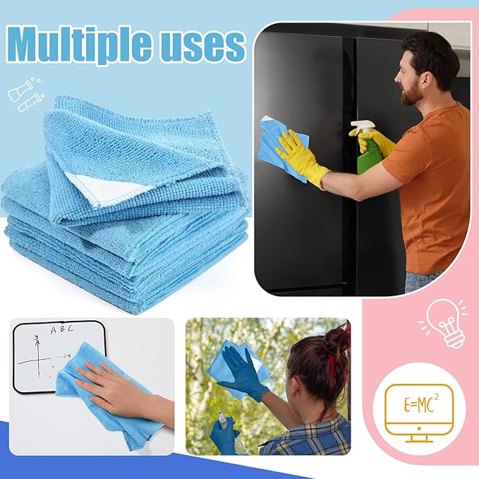 Fanfanwin 6 Pack Magnetic Microfiber Cleaning Cloth, Colorful Whiteboard Dry Erase, Magnetism Whiteboard Eraser for Blackboards Classroom Chalkboards Washable Home Office 10'' x 10''(Blue)
