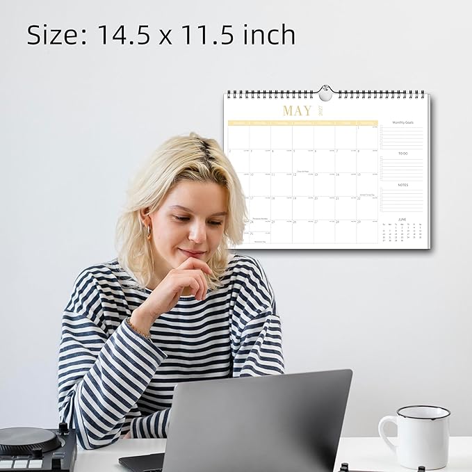 Aesthetic Wall Calendar 2026, 18 Monthly Horizontal Calendar January 2026 to June 2027, 14.5" x 11.5" Modern Wall Hanging Calendar for School, Home, Office for Monthly Organizing & Planning