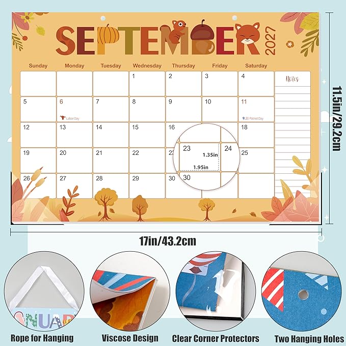 Guasslee Desk Calendar 2026-2029,36 Months Calendar Runs from 2026 Jun. to 2029 May, 17"x11.5" Monthly Desktop/Wall Planner with Thick Paper and Notes for Home School & Office
