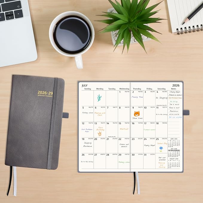 2026-2029 Pocket Monthly Planner, 3 Year Calendar 2026-2029, 6.2’’ x 3.6’’ x 0.67’’, Small Calendar 2026, 36 Months from Jul 2026 - Jun 2029, Hardcover, Back Pocket, Thick Paper, Lightweight to carry