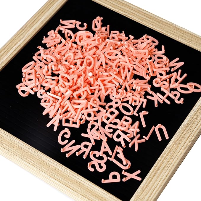 Felt Board Letters – 294-Pcs, Pink Letters for Letter Boards with Numbers and Symbols, 3/4-inch Message Board Letters for Felt Board