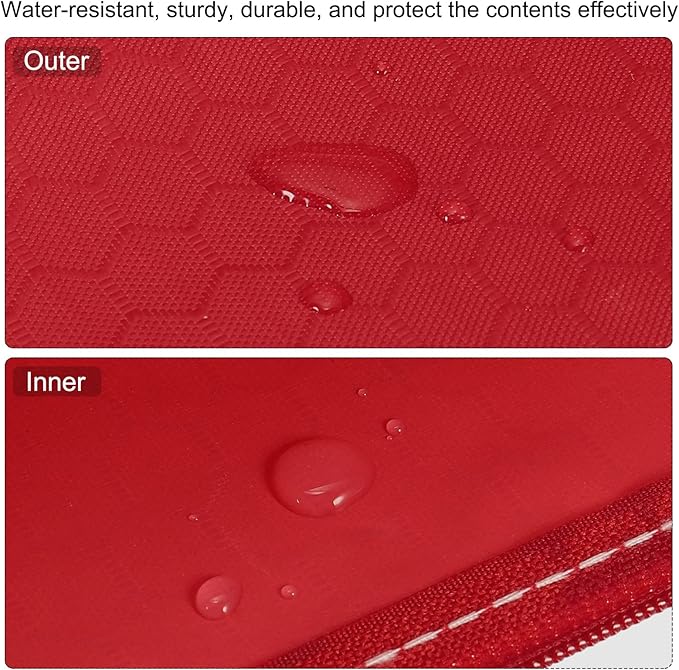 PATIKIL Waterproof Zipper File Bags, 10 Pack A4 Size Document Pocket Storage Organizer Pouch for Travel Office Supply, Red