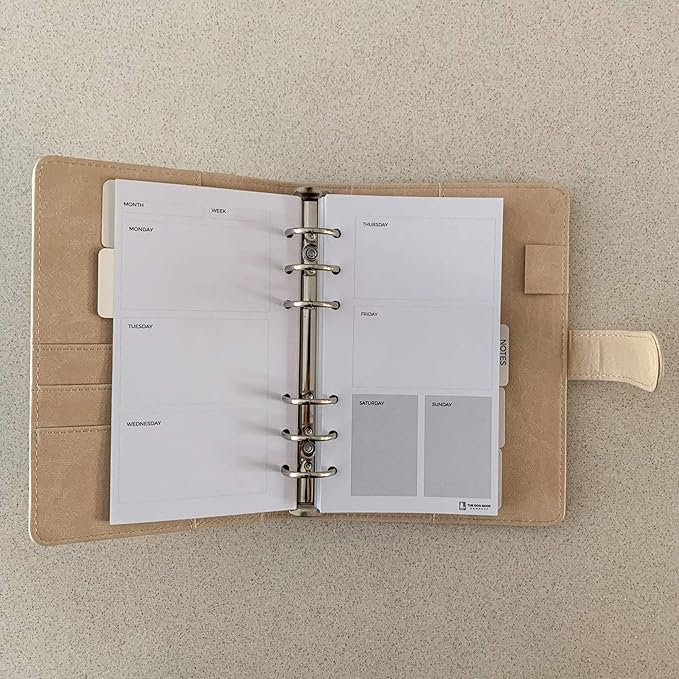 Dachshund Planner – PU Leather Exterior, Metal Loose Leaf Ring Binder, 100gsm Paper (Beige)