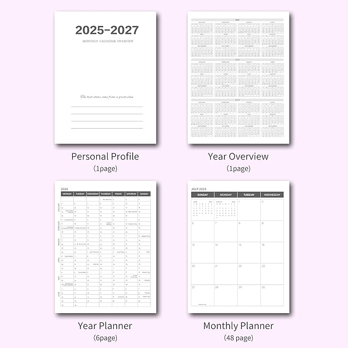 Monthly Planner 2026-2027, 2026 Calendar 18 Months Planner, January 2026 - June 2027, 8.5" x 11", 2026 Academic Calendar Hard PVC Cover with Spiral Bound, Perfect for School & Office for Women & Men