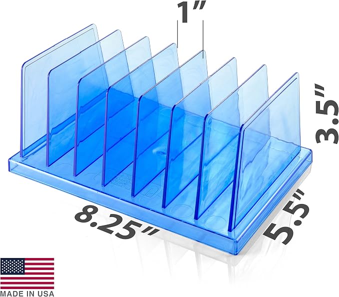 Officemate Blue Glacier Standard Sorter, 7 Compartments, Transparent Blue (23214)