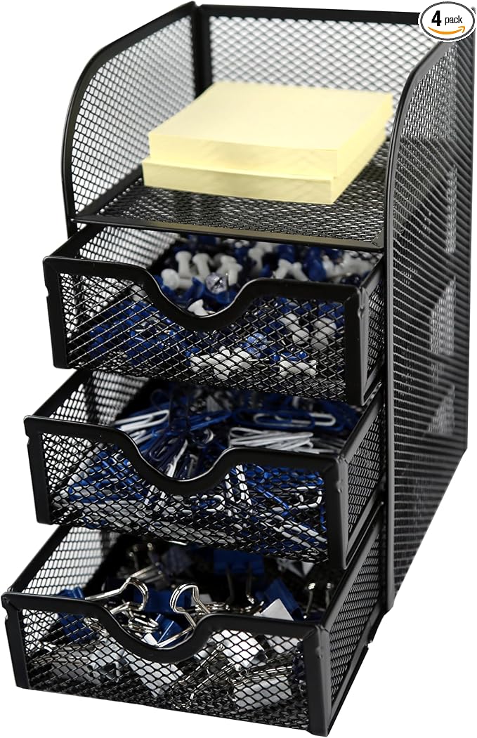Huron Desktop Mini 3-Drawer Supplies Organizer (1/4/24/96) (4 pc)
