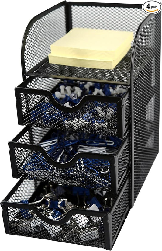 Huron Desktop Mini 3-Drawer Supplies Organizer (1/4/24/96) (4 pc)