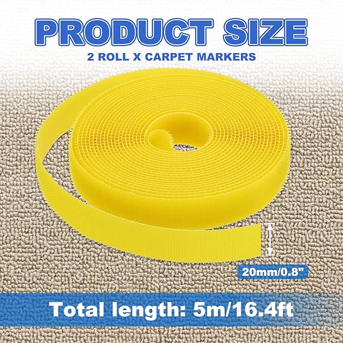 PATIKIL Carpet Marker Strips 0.8 Inch x 16.4 Ft, 2 Roll Floor Markers Nylon Strip Floor Marking Tape for Classroom Rug Teacher Supplies, Yellow