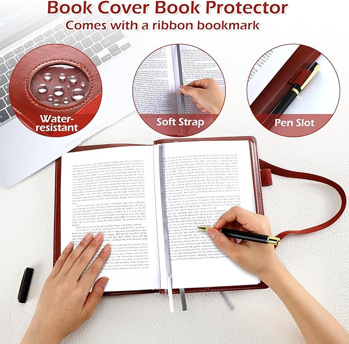 Motipuns 1 Pack Double AA Book Cover & 12 Steps & 12 Leather Double AA Book Cover Medallion Holder Paperback Protector Leather Gift for Women Men (Brown)