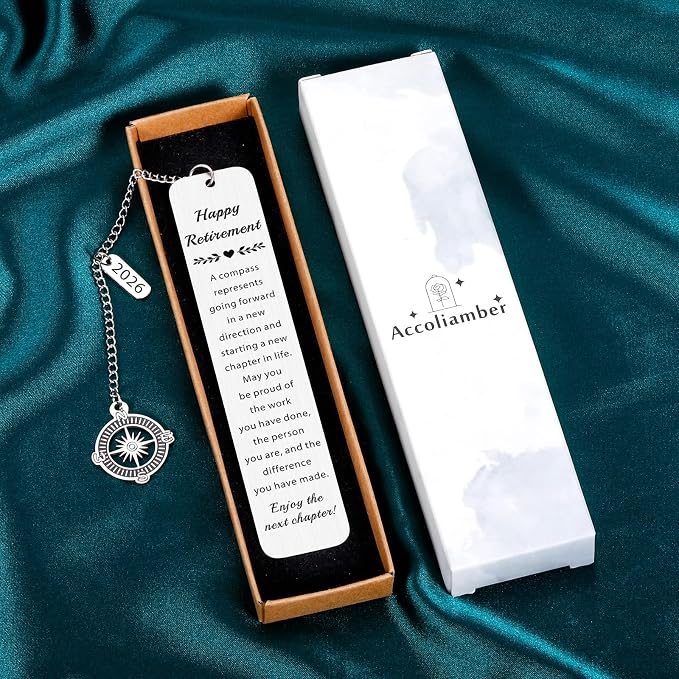 Retirement Gift for Woman Men 2026, Teacher Retirement Gifts for Women Men Happy Retirement Compass Bookmark Gift Ideas, Unique Retired Gifts for Retiring Women Coworker Boss Dad Mom Grandma Grandpa