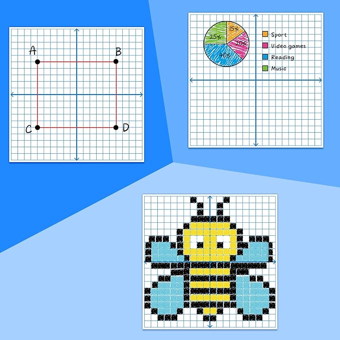 Giant Magnetic XY Coordinate Grid Paper Dry Erase Large Graph Chart Board for Whiteboard, Elementary Middle High School Math Manipulatives Teacher Essentials Classroom Must Haves Supplies