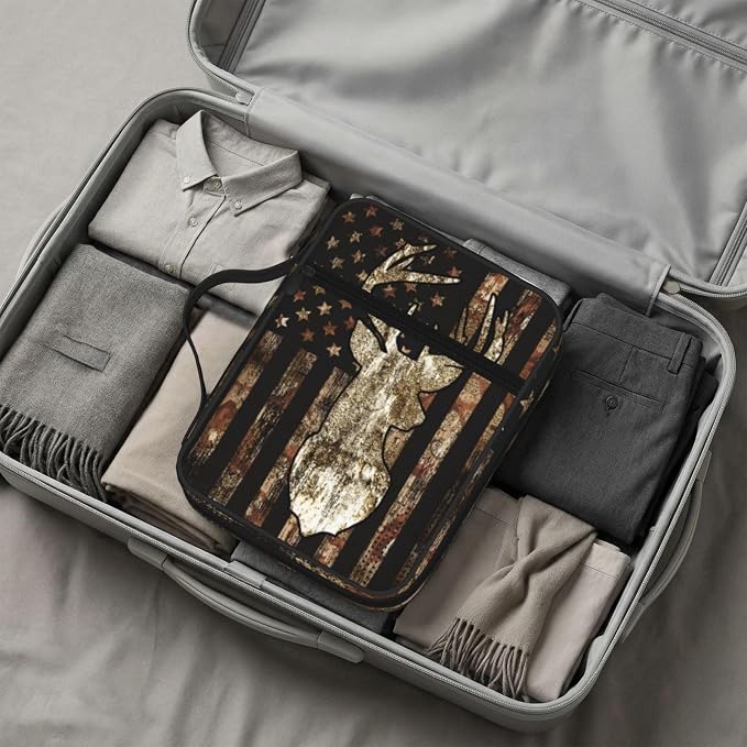 Camo Camouflage American Flag Brown Cool Deer Hunting Bible Cover Case Carrying Book Protector Case Bible Study Supplies Accessories Holder Case Christian Gift for Women Men