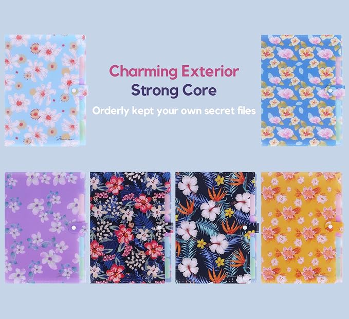 Flower Series Expanding File Folder, Vintage Floral Elegant Funky Cute Retro Document Organizer for Document Arrangement - Blue Floral