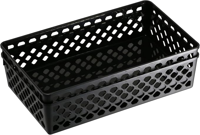 Officemate Recycled Supply Basket, Plastic, 6.13 x 5 x 2.38, Black, 3/Pack