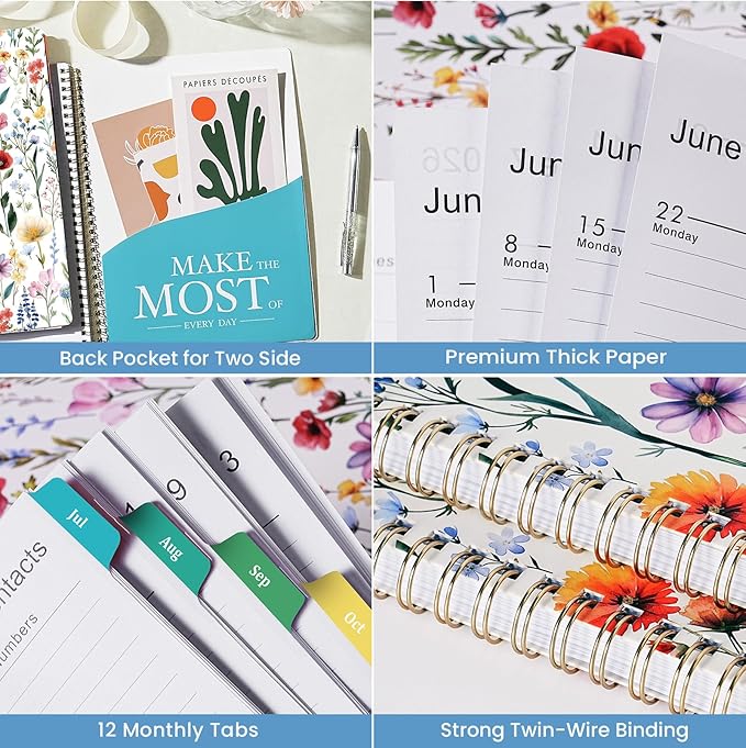 Planner 2026-2027 - Jul. 2026 - Jun. 2027, 8.5" x 11" Planner Weekly and Monthly, Calendar Planner 2026-2027 with 12 Monthly Tabs, Cardboard Cover, Back Pocket