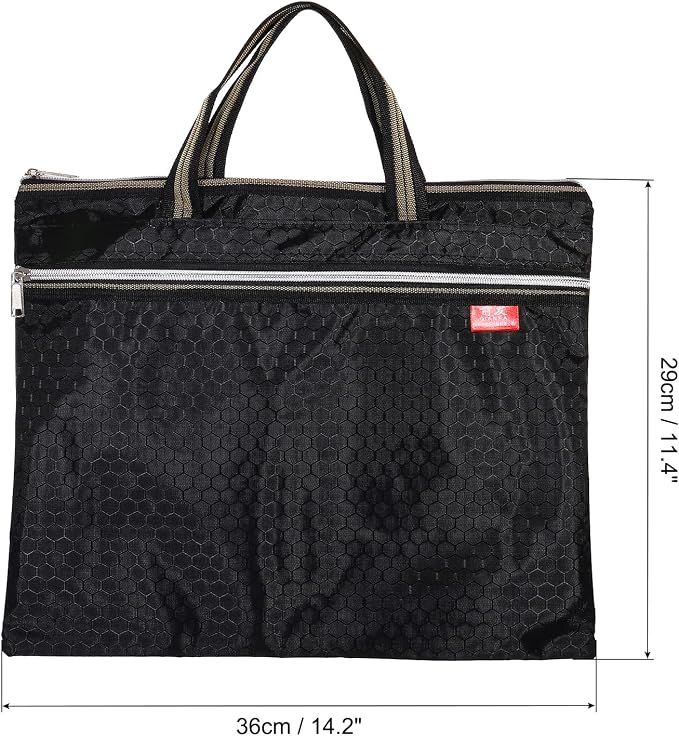 PATIKIL Waterproof Zipper File Bag, Documents Books Tools Storage Zip Pouch for Office Travel, Black