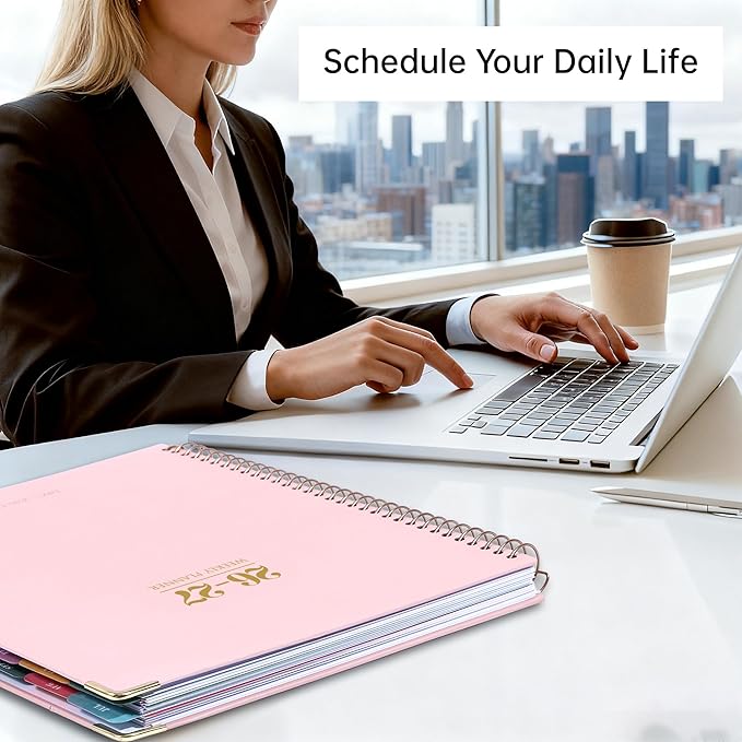 Yoment Planner 2026-2027 Weekly and Monthly 8.5"x11" Large Hardcover Planner from Jul 2026 - Dec 2027 18 Months Calendar Planners for Women Men Yearly Agenda Daily Weekly Planning with Tabs, Pink