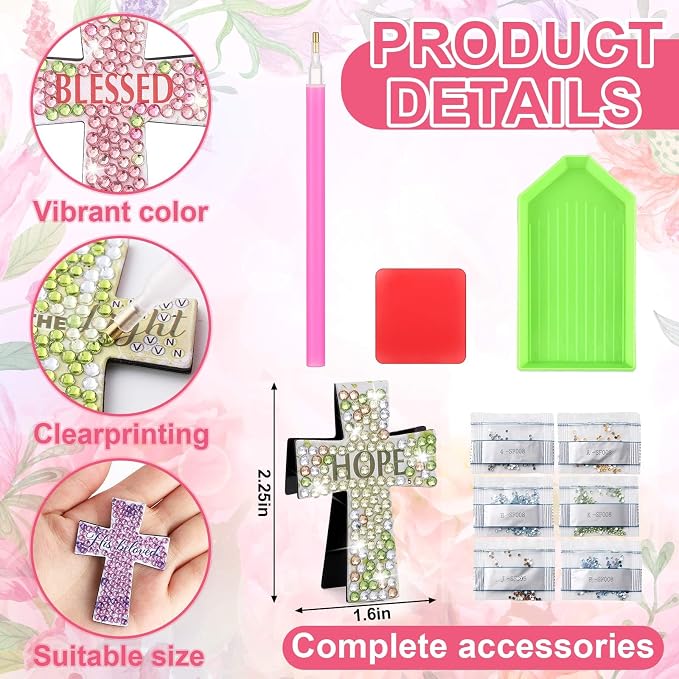 16 Pcs Cross Diamond Art Christian Magnetic Bookmarks Gifts for Women Christian Bible Bookmark Religious Gift with Bible Verses Floral Magnetic Page Clips for Reading Lovers