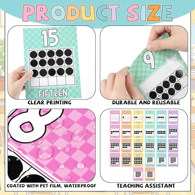 Dunzoom 26 Pcs Checkers Straight Number Card for Classroom Wall 5.9" x 7.8" Checkered Math Number Chart 0-25 Math Wall Decor Preschool Kindergarten Teacher Supplies for Back to School Bulletin Board