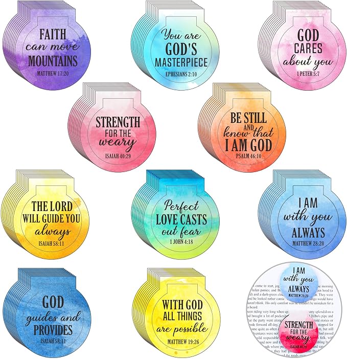 AmazingSpark 100 Pcs Magnetic Bookmarks Bulk Bible Verse Magnet Book Marker Clips Christian Reading Awards for Religious Gifts Students Book Lover Office Classroom