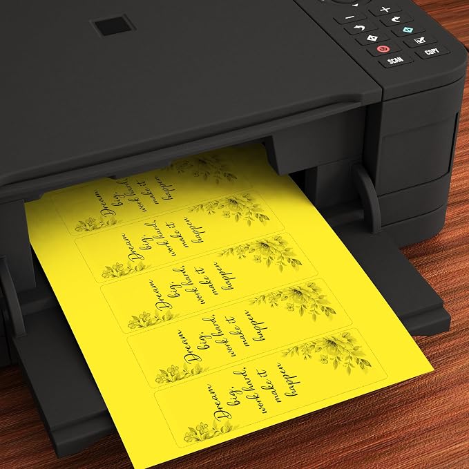 Printable Bookmarks - Blank Bookmark Printing Paper for Inkjet & Laser Printers - 2" x 6" Perforated Bookmarks 5 per Page - 25 Sheets / 125 Book Marks (Bright Yellow)