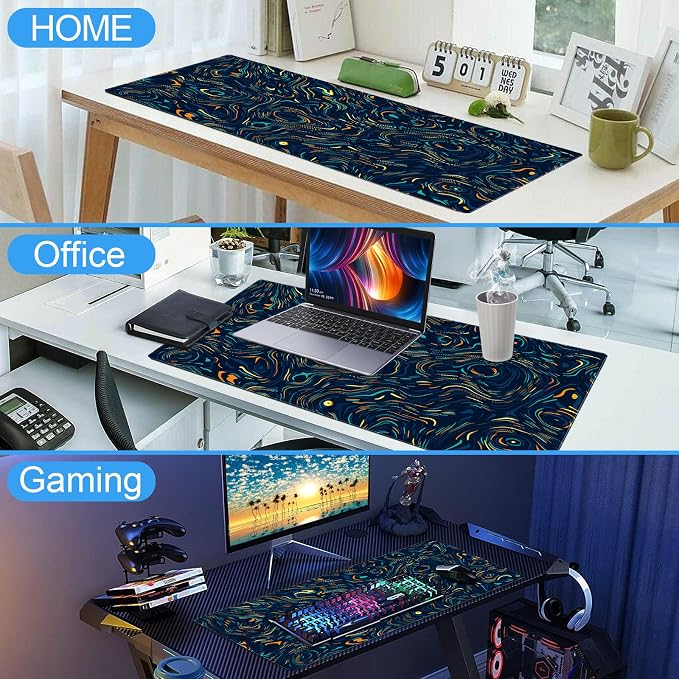 Abstract Starry Sky Swirl Gaming Desk Mat, Colorful | XXL Large Mouse Pad, For Keyboard & Mouse, Stitched Edges, 31.5" x 15.7"